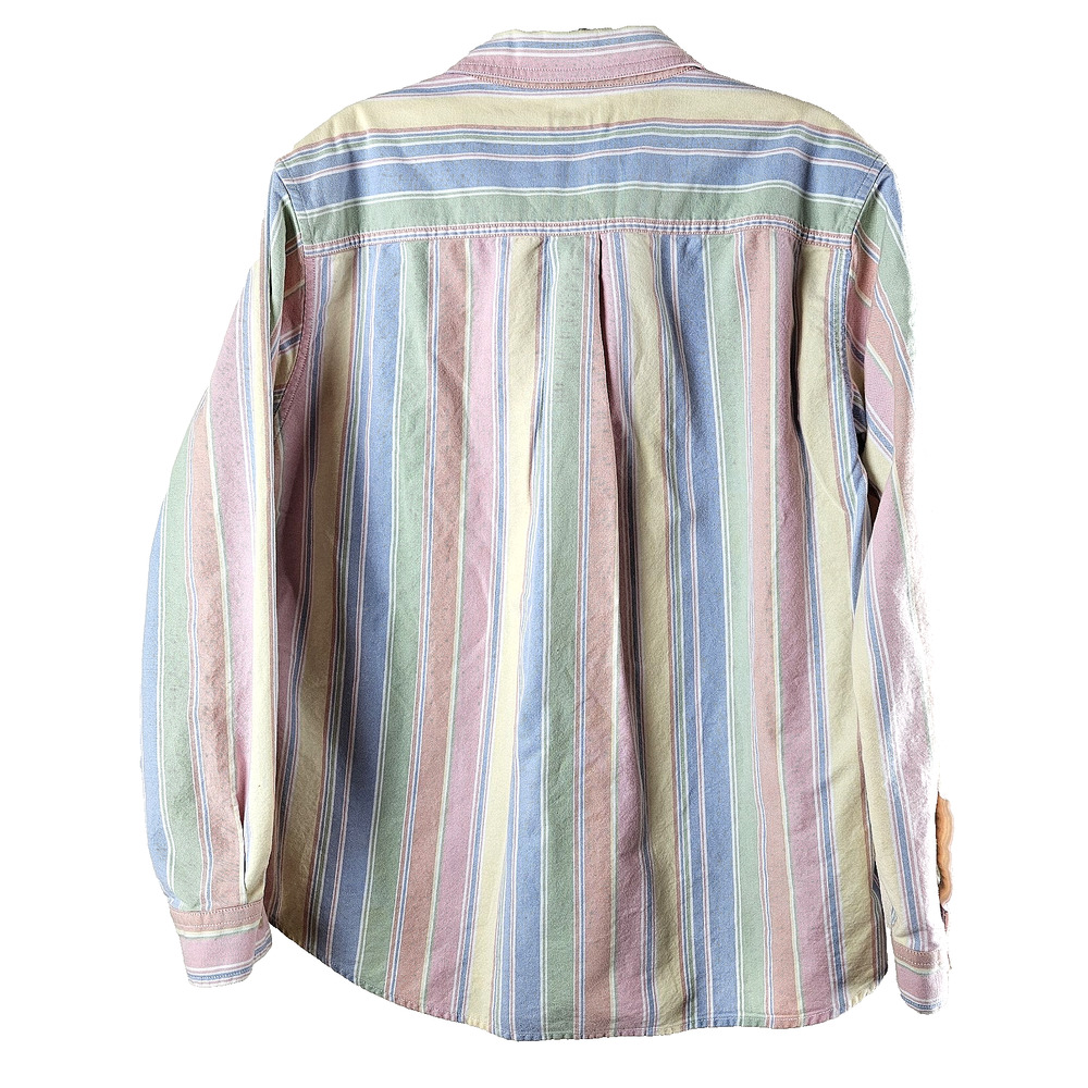 LL Bean Oxford Shirt Small Large Pastel Striped Cotton Button Down Collar - Picture 2 of 6